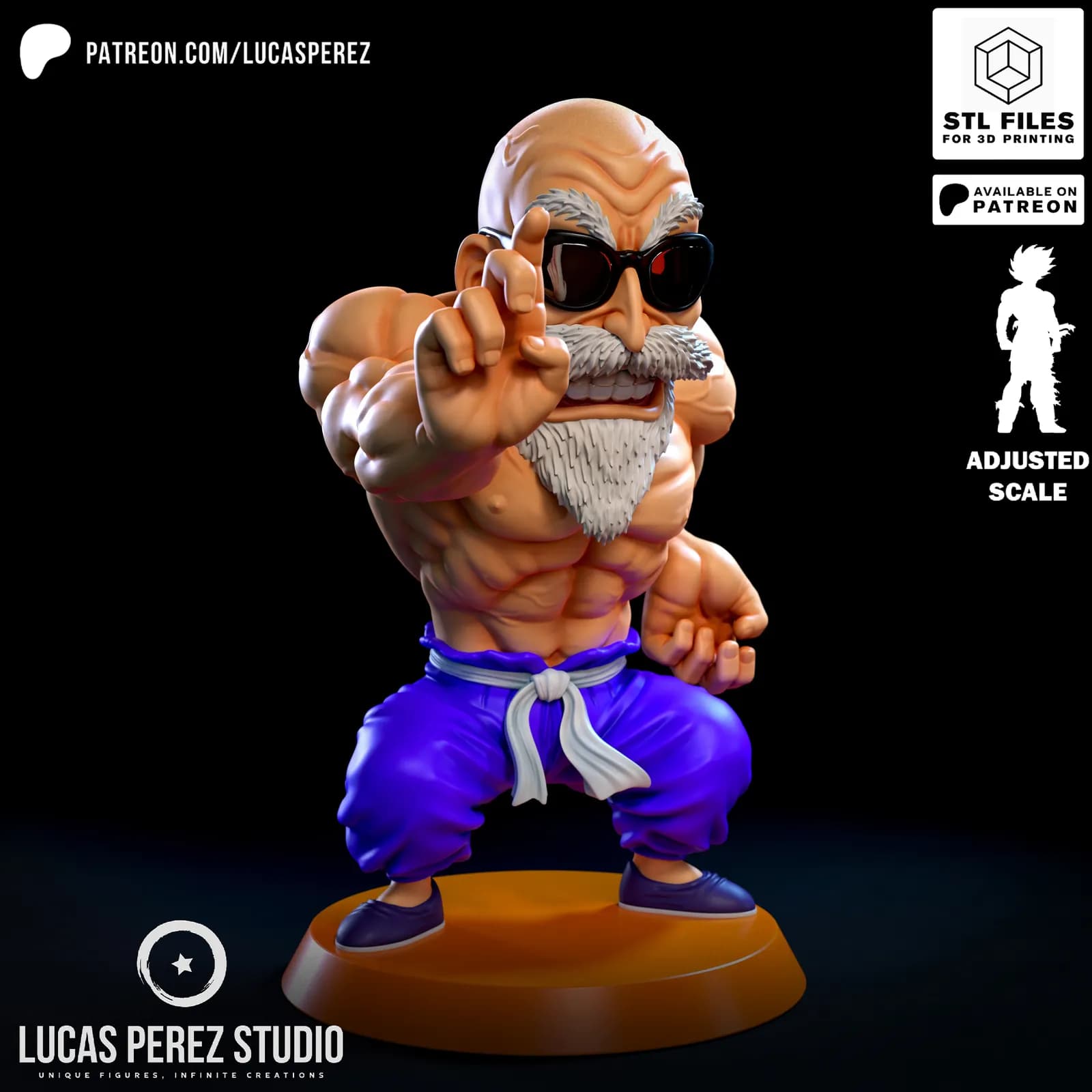 STL - Maestro Roshi figura de acción render 5