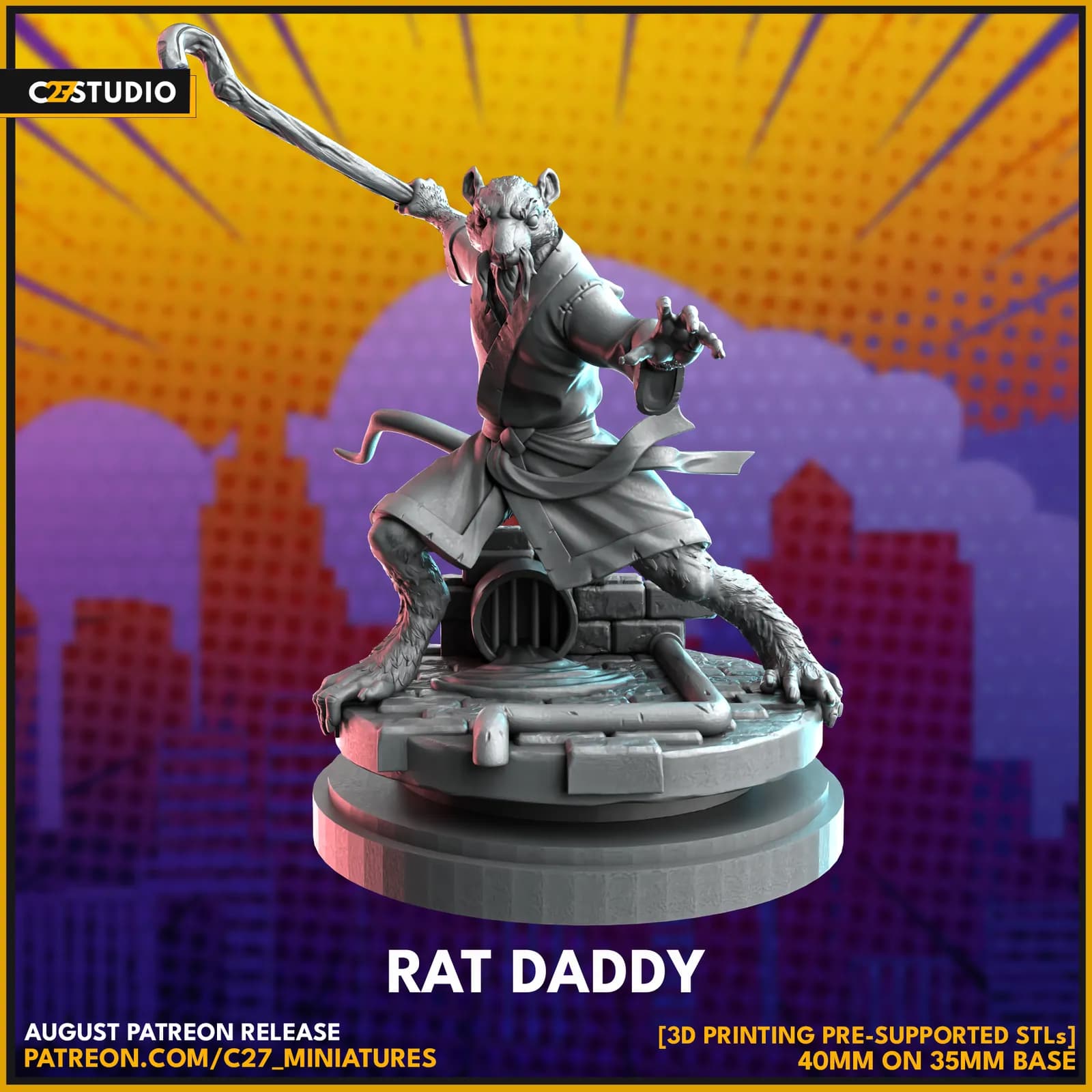 STL - Maestro Splinter figura ninja render 2