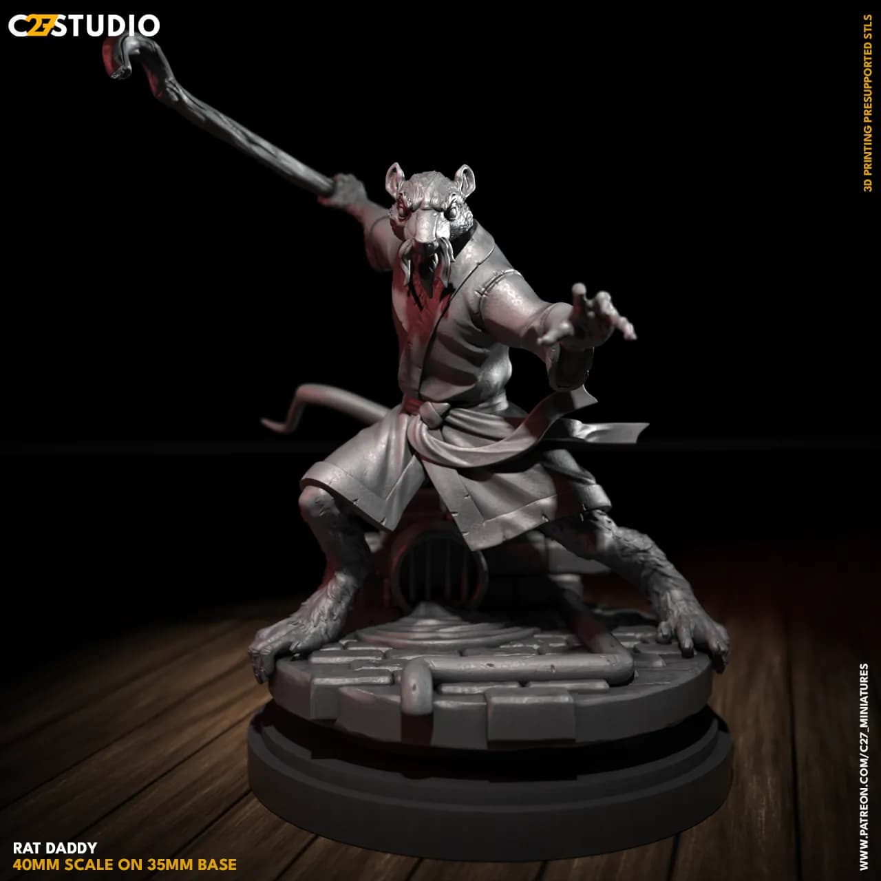 STL - Maestro Splinter figura ninja render 3