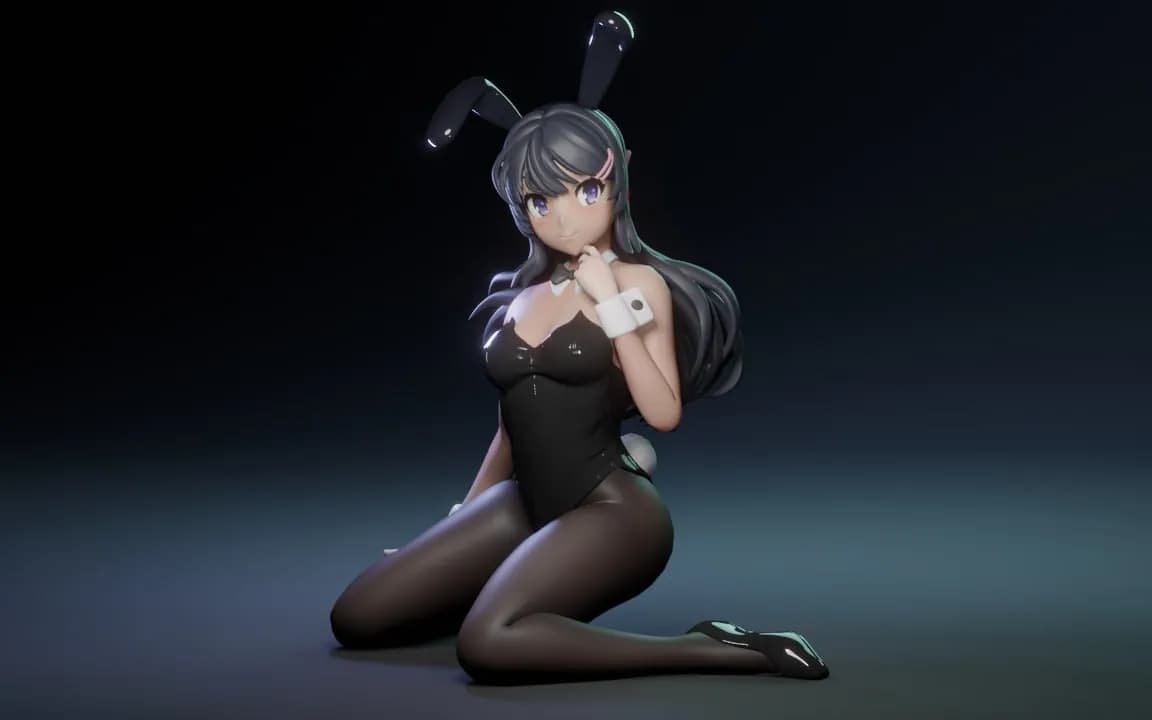 STL - Mai Sakurajima figura conejita render 4