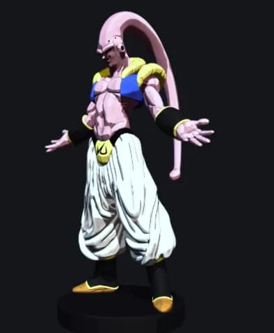 STL - Majin Buu Gotenks Fusion figura render 2