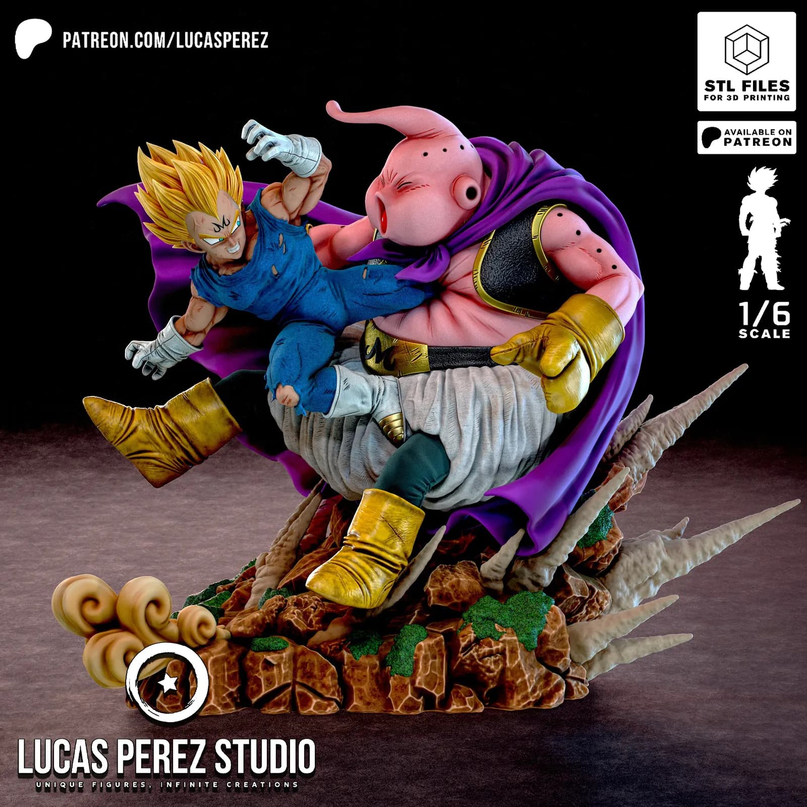 STL - Majin Vegeta contra Majin Buu render 2