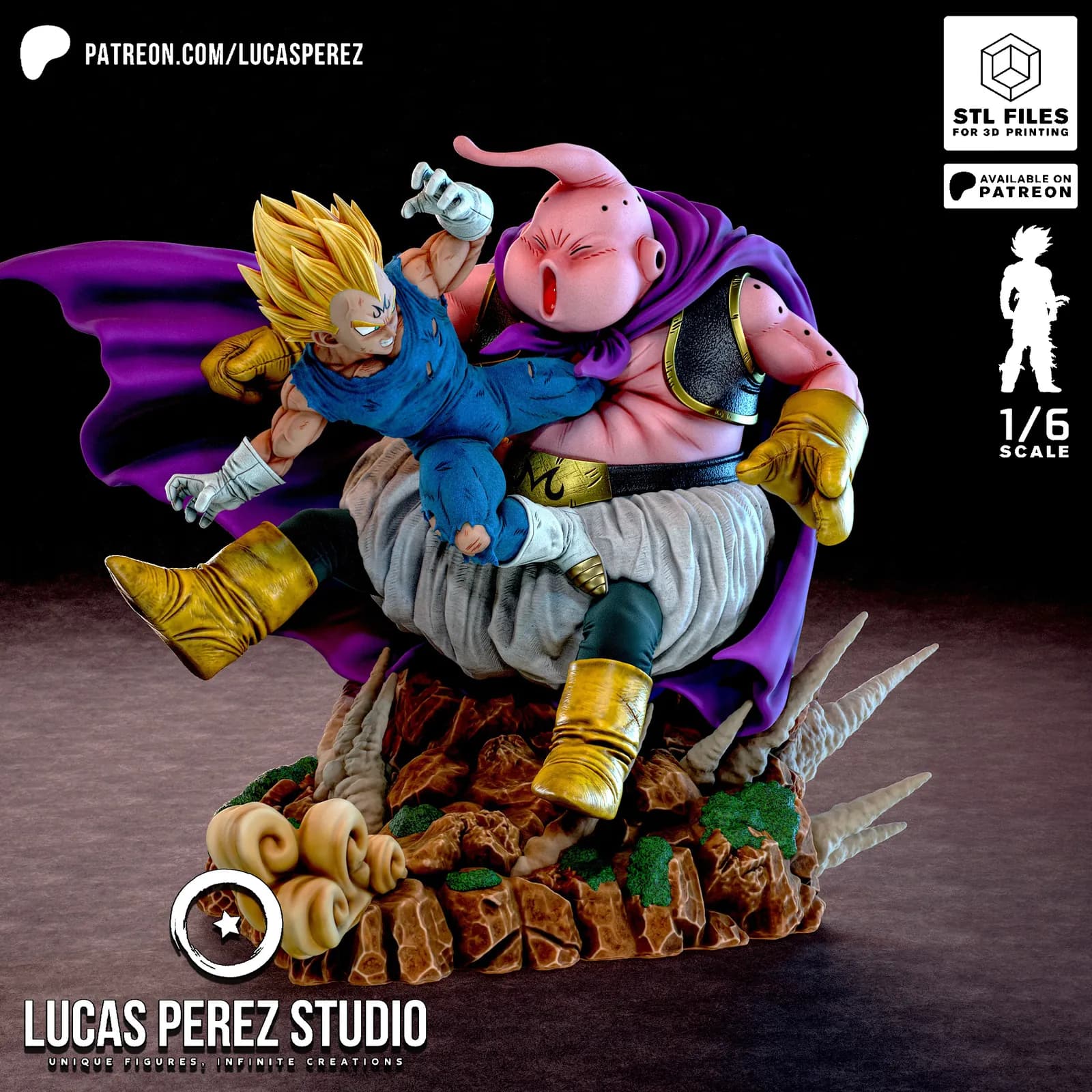 STL - Majin Vegeta contra Majin Buu render 4
