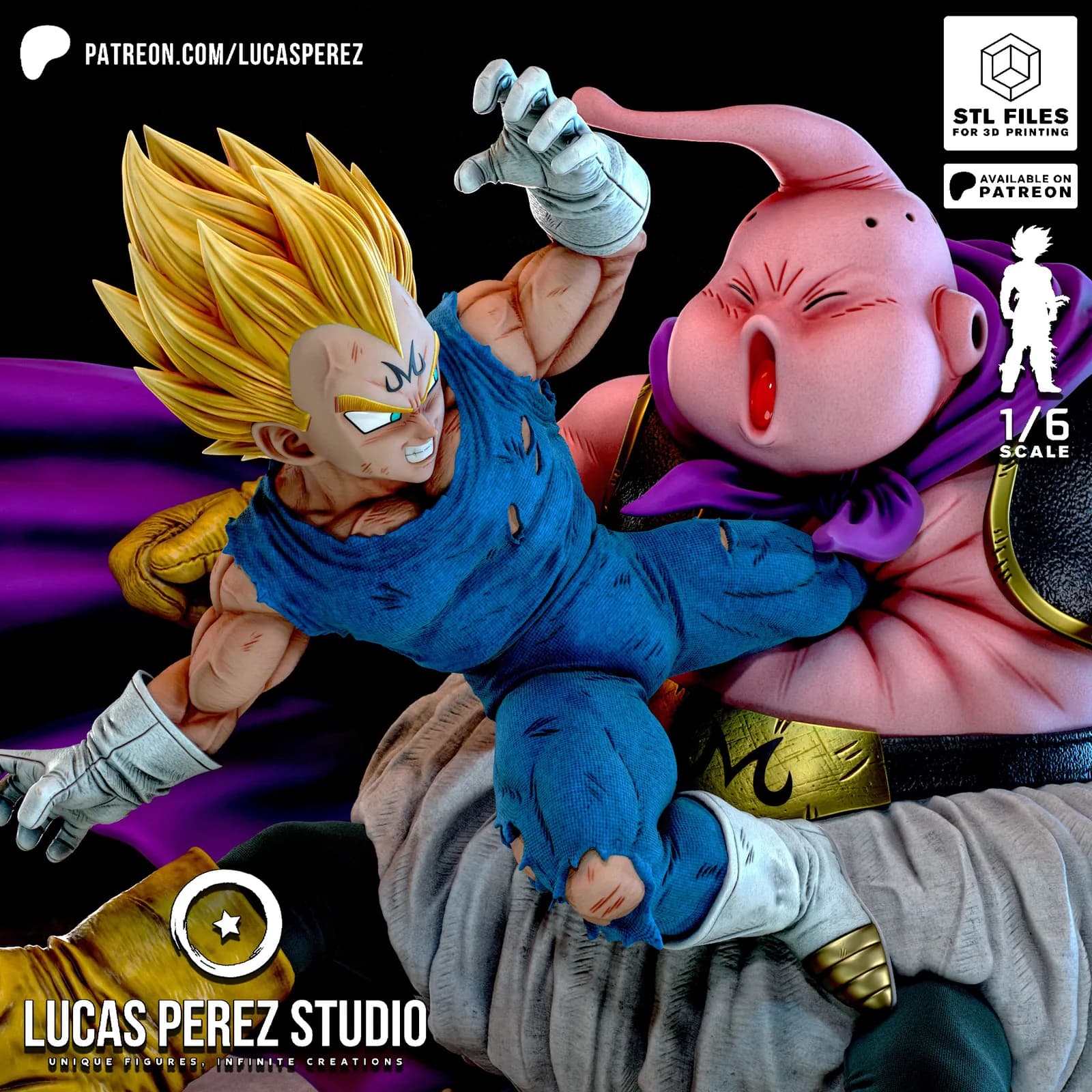 STL - Majin Vegeta contra Majin Buu render 5