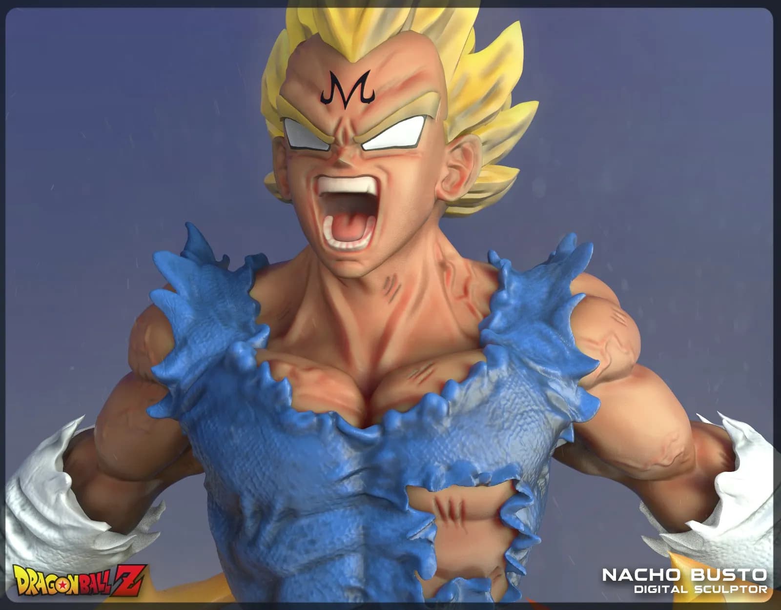 STL - Majin Vegeta Figura render 5