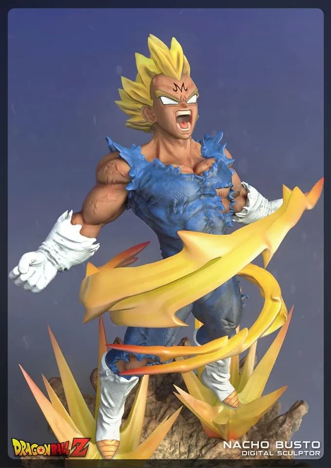 STL - Majin Vegeta Figura 2 render 3