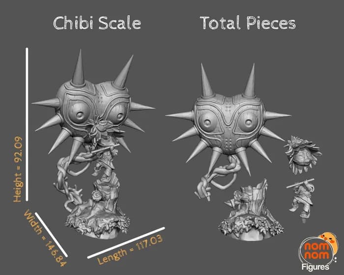 STL - majoras mask skull kid zelda render 3