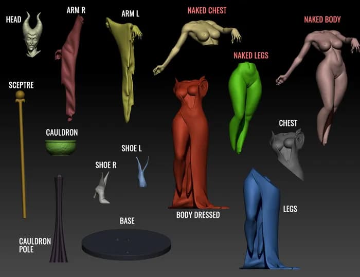 STL - Maléfica figura de fantasía render 4