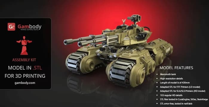 STL - mammoth tank gambody render 3