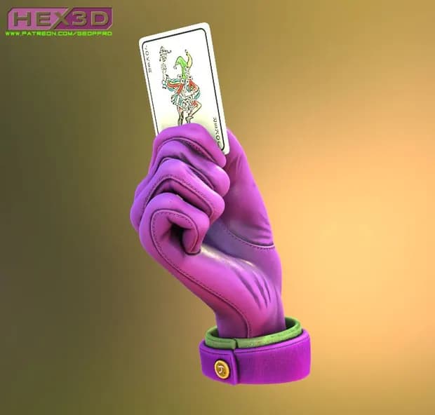 STL - Mano del Joker con carta render 2