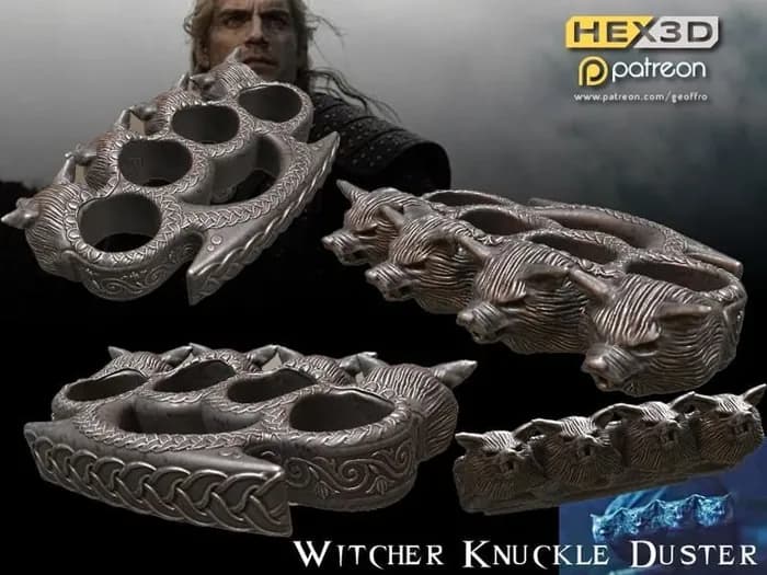 STL - Manoplas de Lobo del Brujo render 2