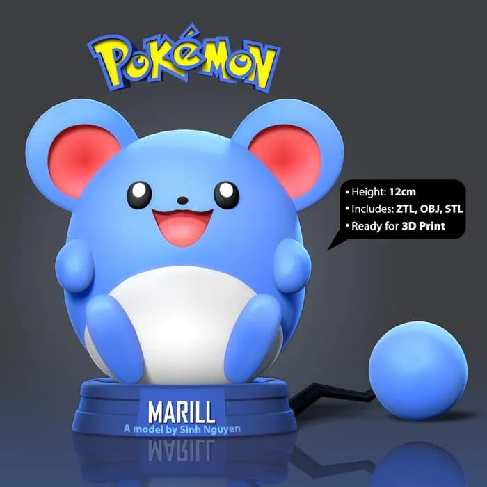 STL - marill pokemon fanart