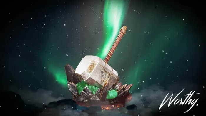 STL - Martillo de Thor con Cristales render 2