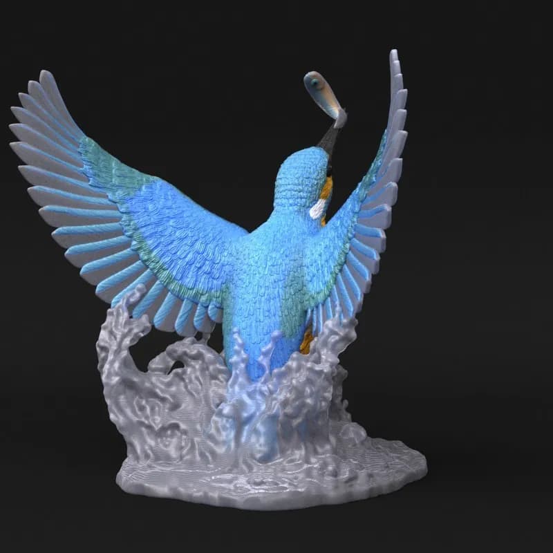 STL - Martin pescador con pez render 5