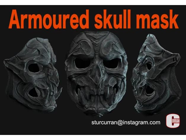 STL - Máscara de cráneo blindada 2 render 2