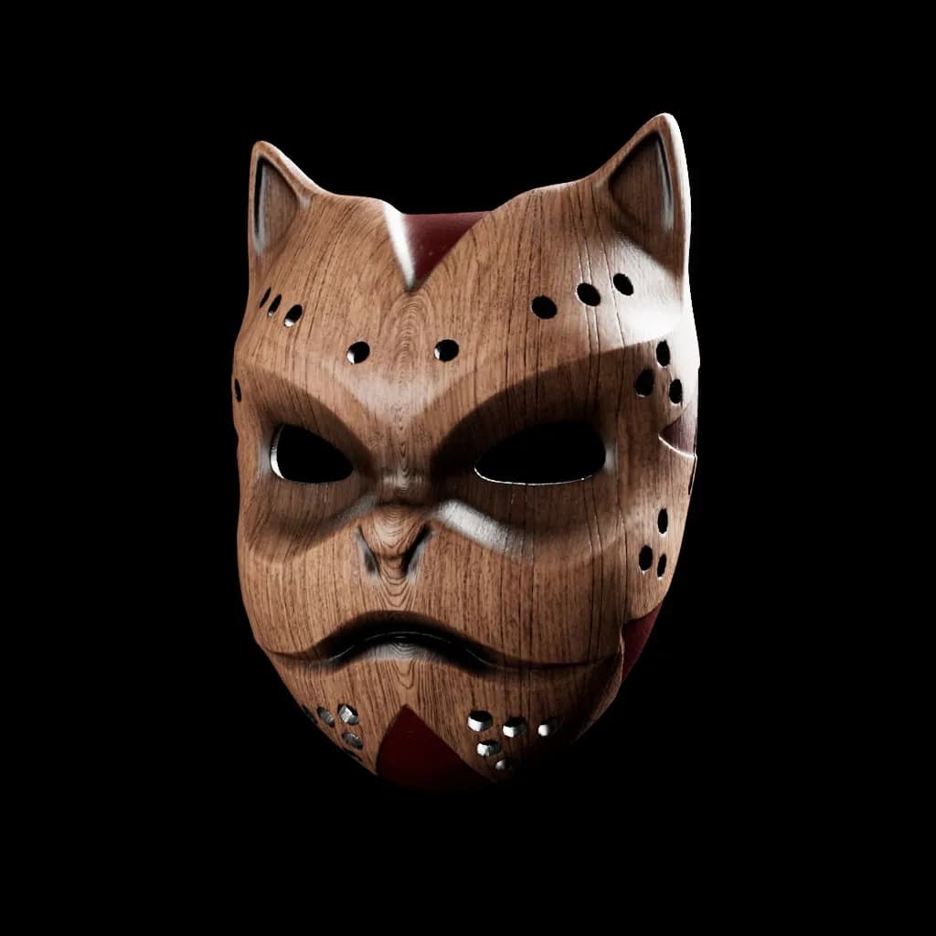 STL - Máscara de Gato Estilo Samurai