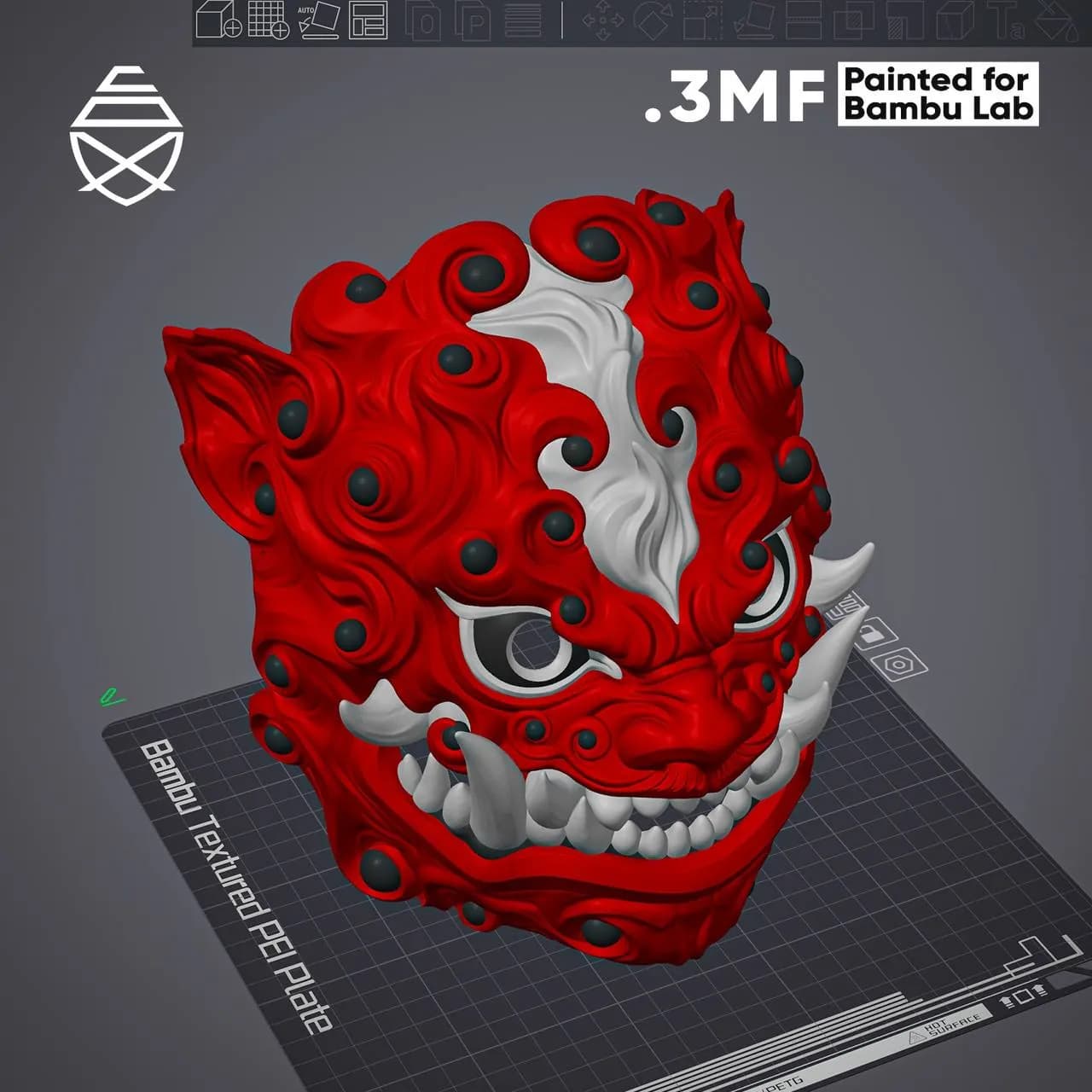 STL - Máscara de León Estilo Foo render 2