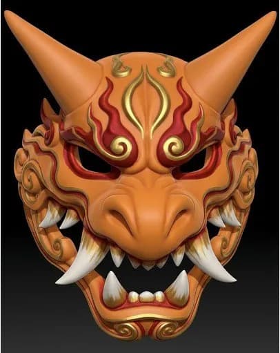 STL - Máscara de Menpo Samurai Dragón