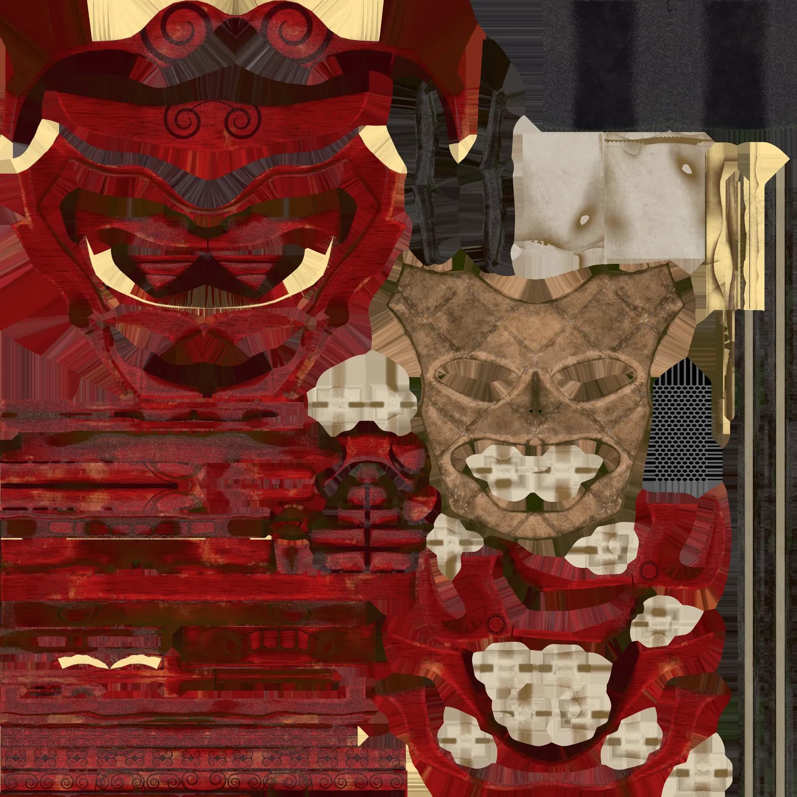 STL - Máscara de Oni roja render 4