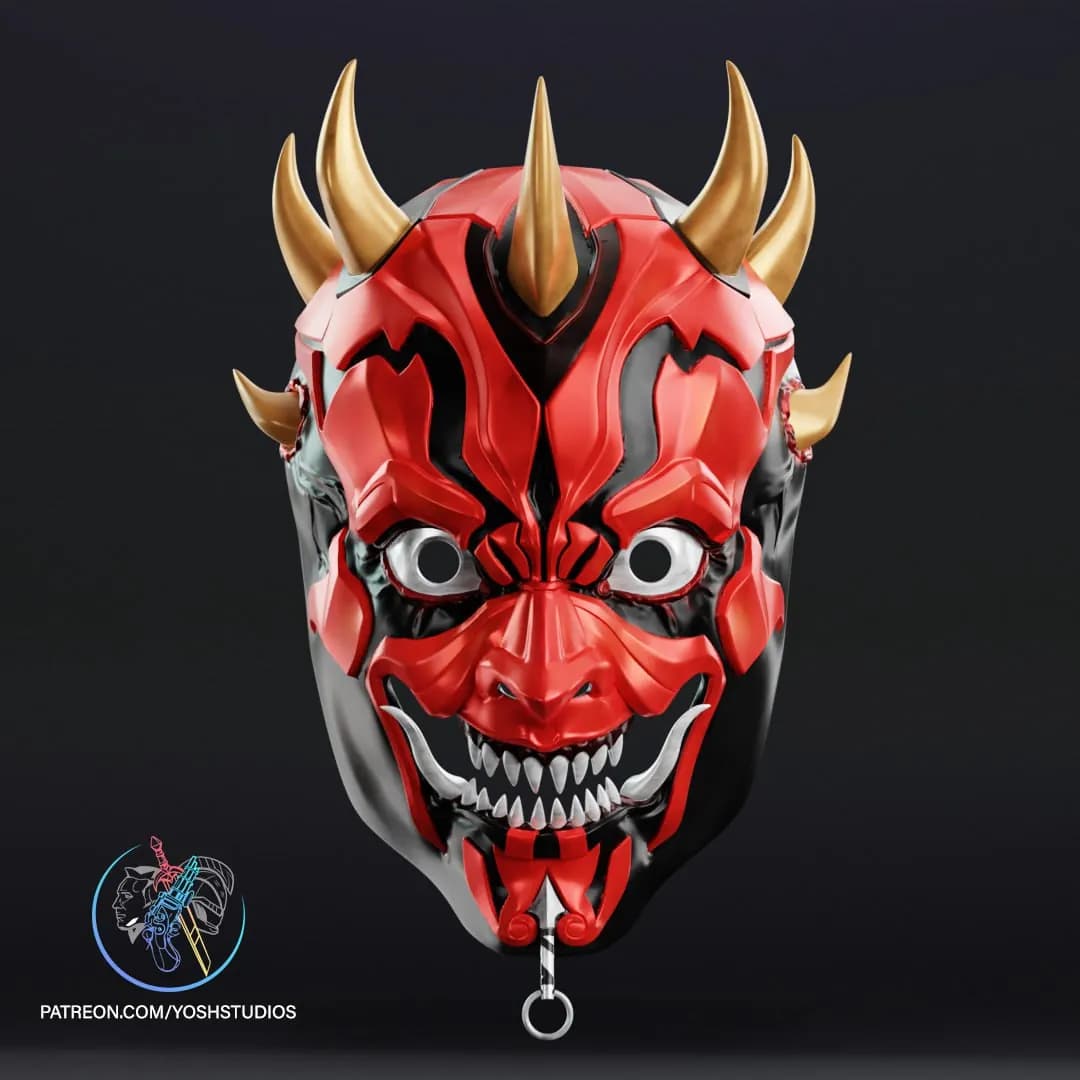 STL - Máscara de samurái demoníaco render 3