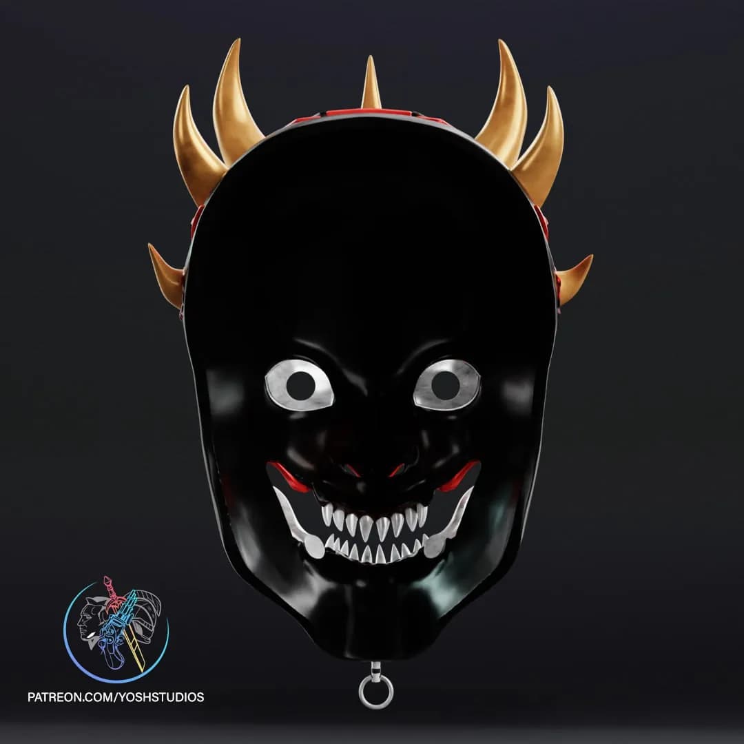 STL - Máscara de samurái demoníaco render 4