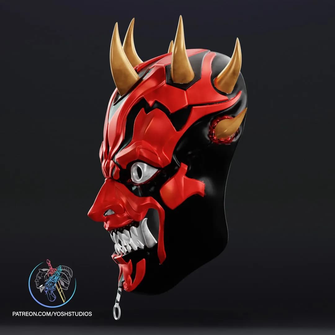 STL - Máscara de samurái demoníaco render 5