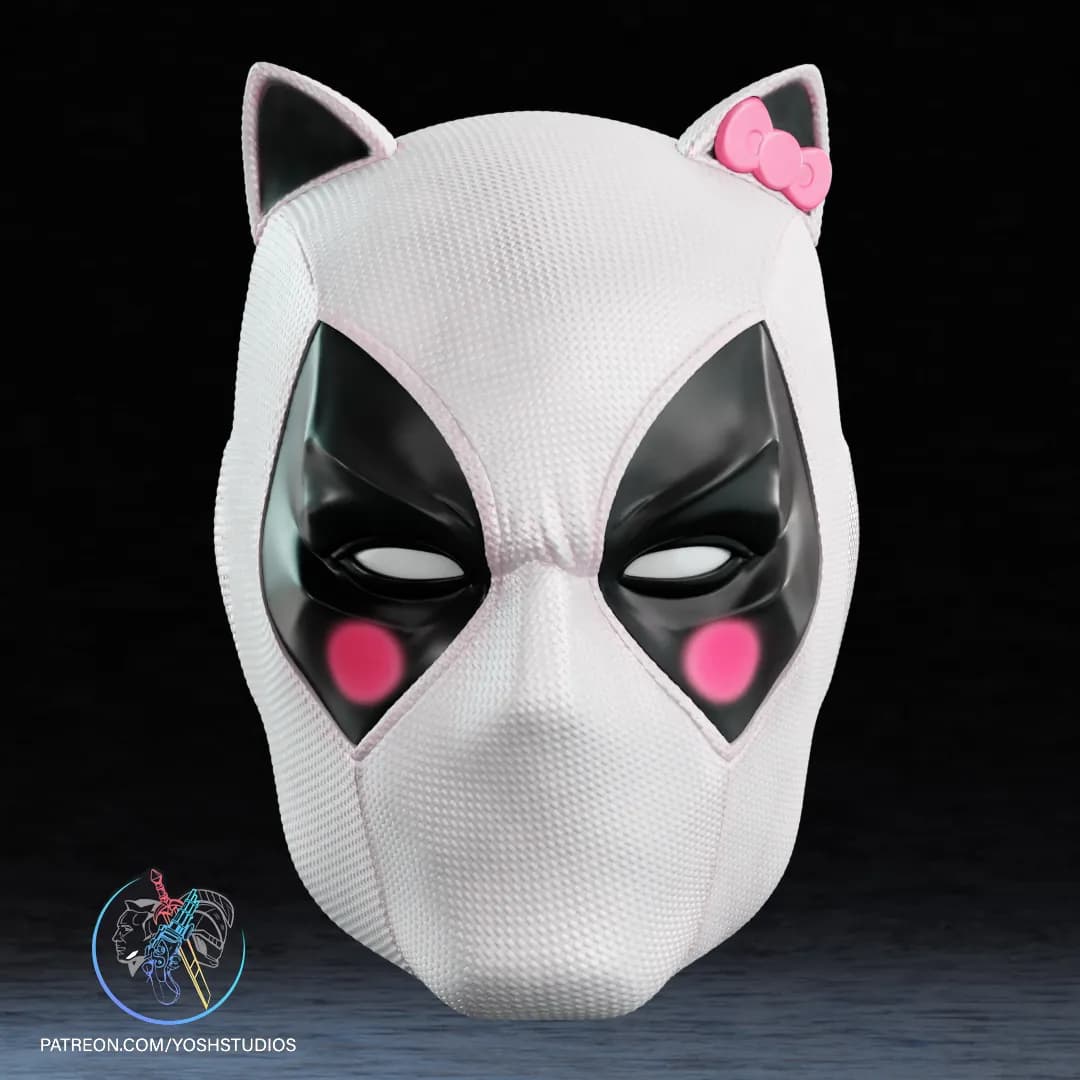 STL - Máscara Deadpool Hello Kitty render 2