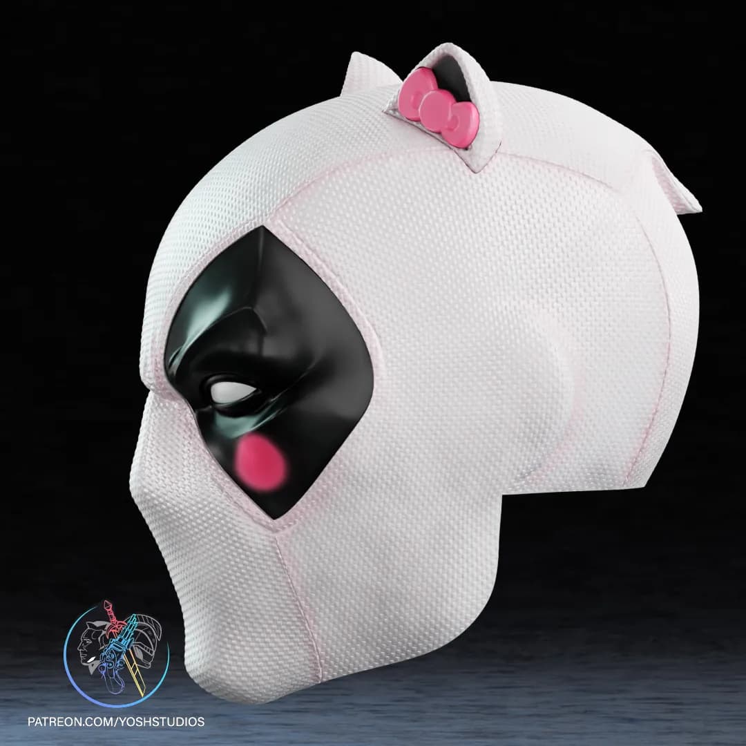 STL - Máscara Deadpool Hello Kitty render 3