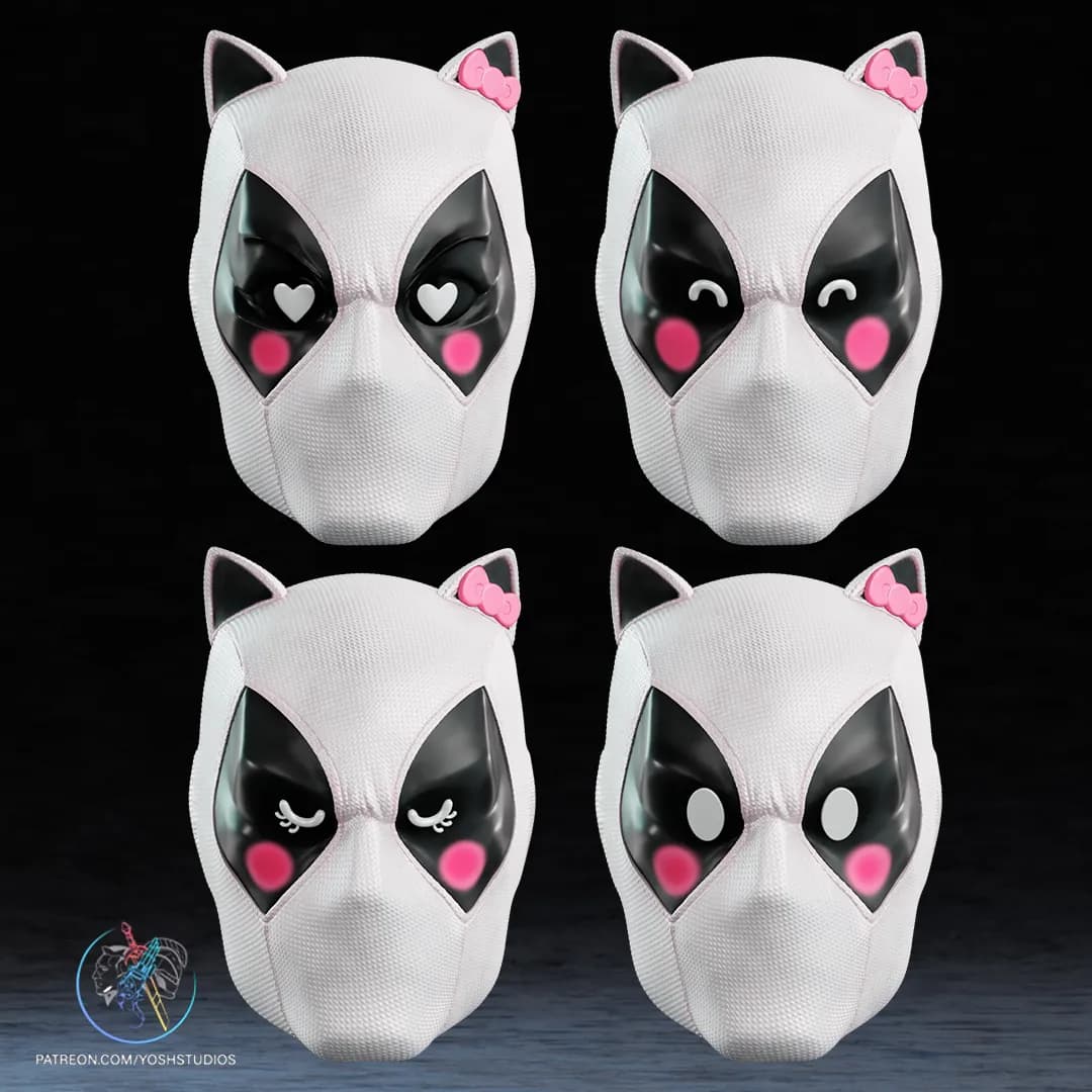 STL - Máscara Deadpool Hello Kitty render 4