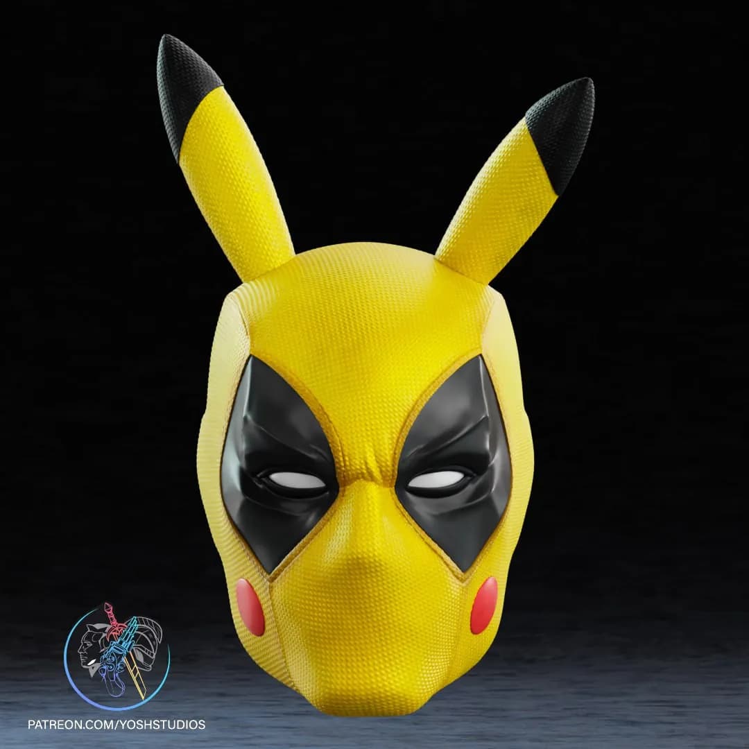STL - Máscara Deadpool Pikachu render 2