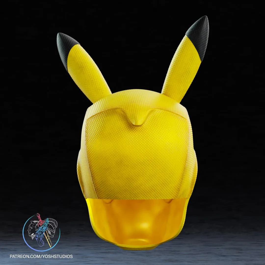 STL - Máscara Deadpool Pikachu render 3