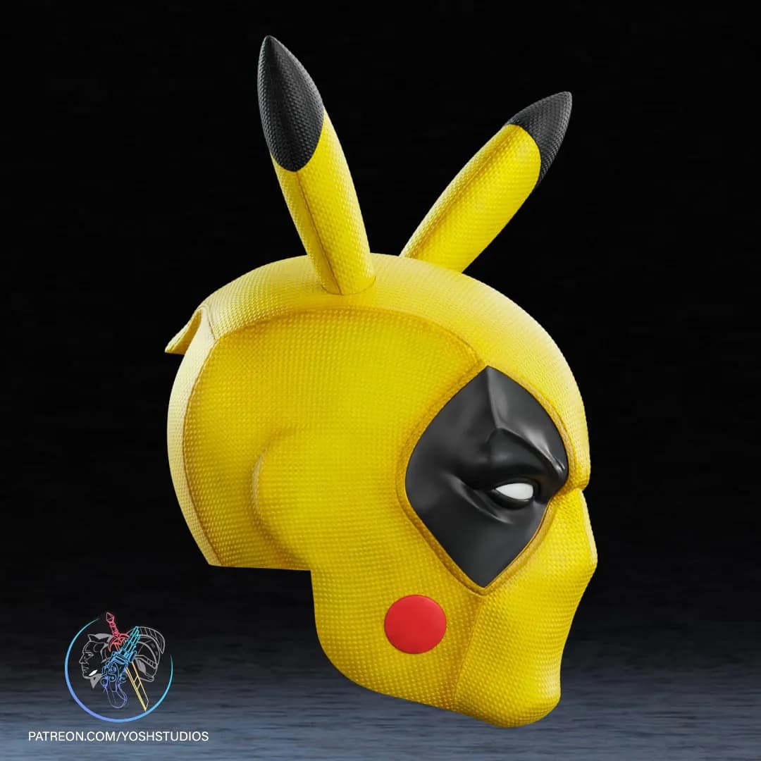 STL - Máscara Deadpool Pikachu render 4