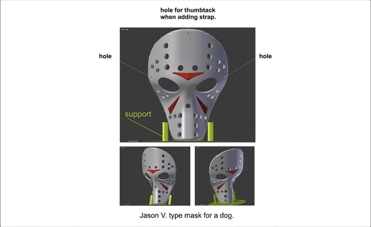 STL - Máscara tipo Jason V. para perro