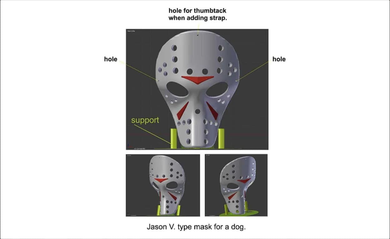 STL - Máscara tipo Jason V. para perro render 3