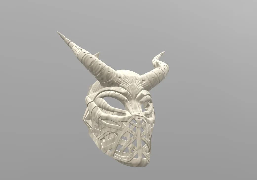 STL - Máscara vikinga con cuernos render 2
