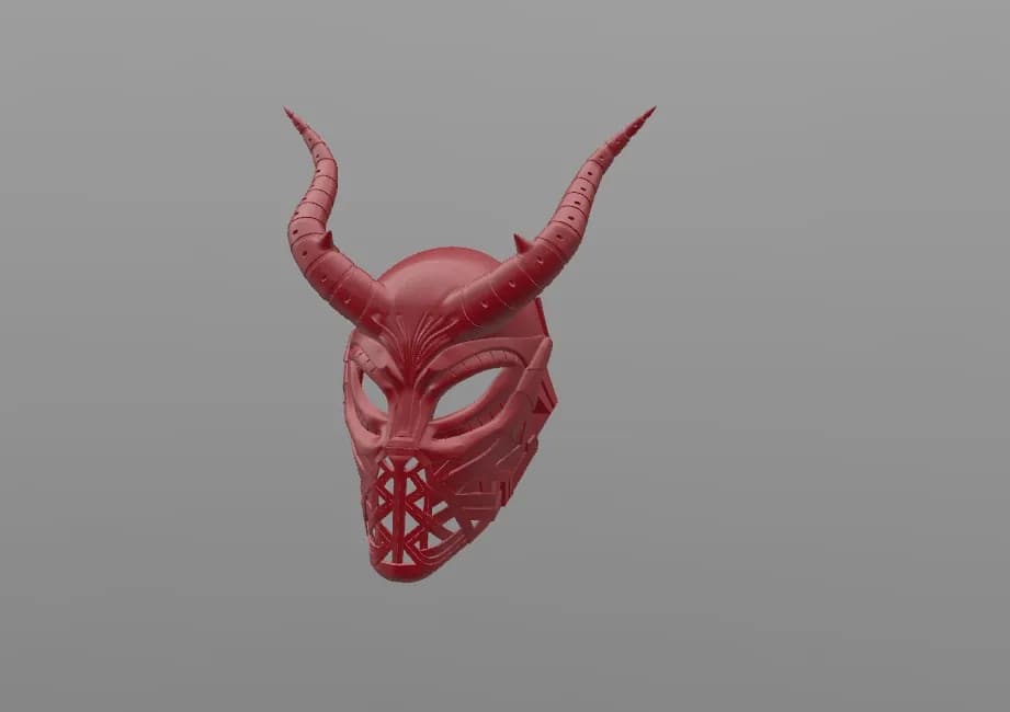STL - Máscara vikinga con cuernos render 4