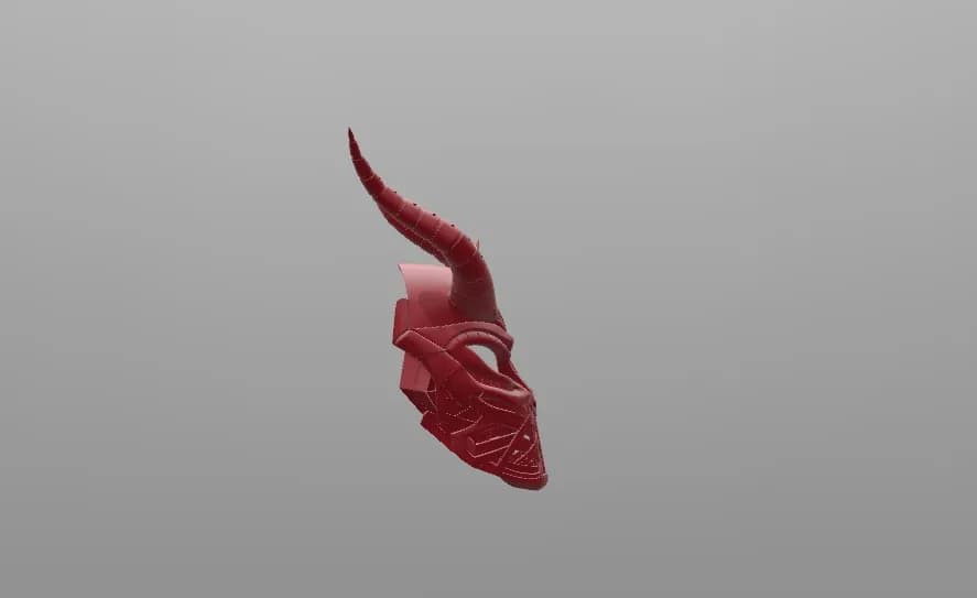 STL - Máscara vikinga con cuernos render 5