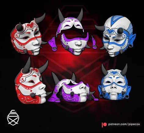 STL - Máscaras Oni estilo japonés