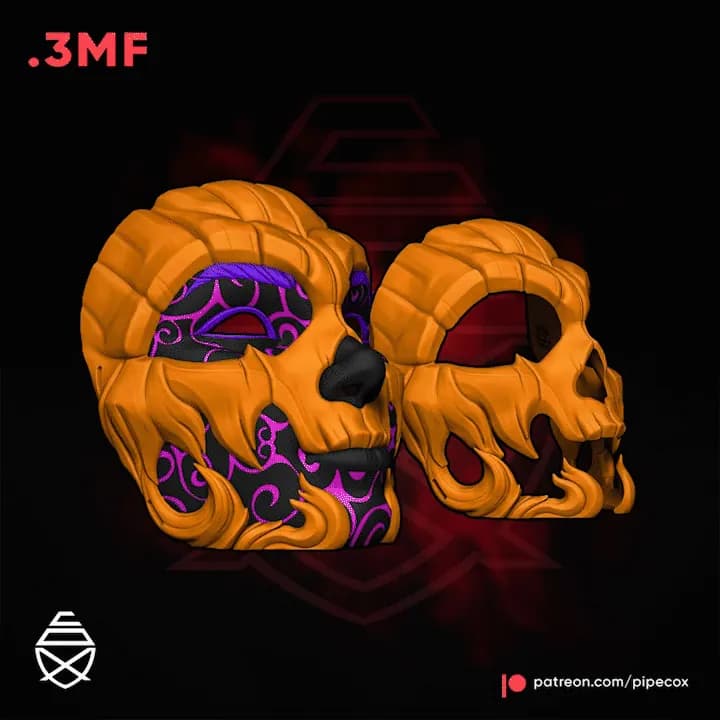 STL - Máscaras Oni estilo japonés render 5