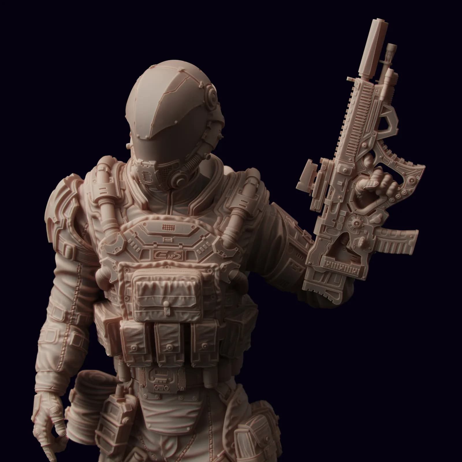 STL - Medic Combatiente Cyberpunk render 2