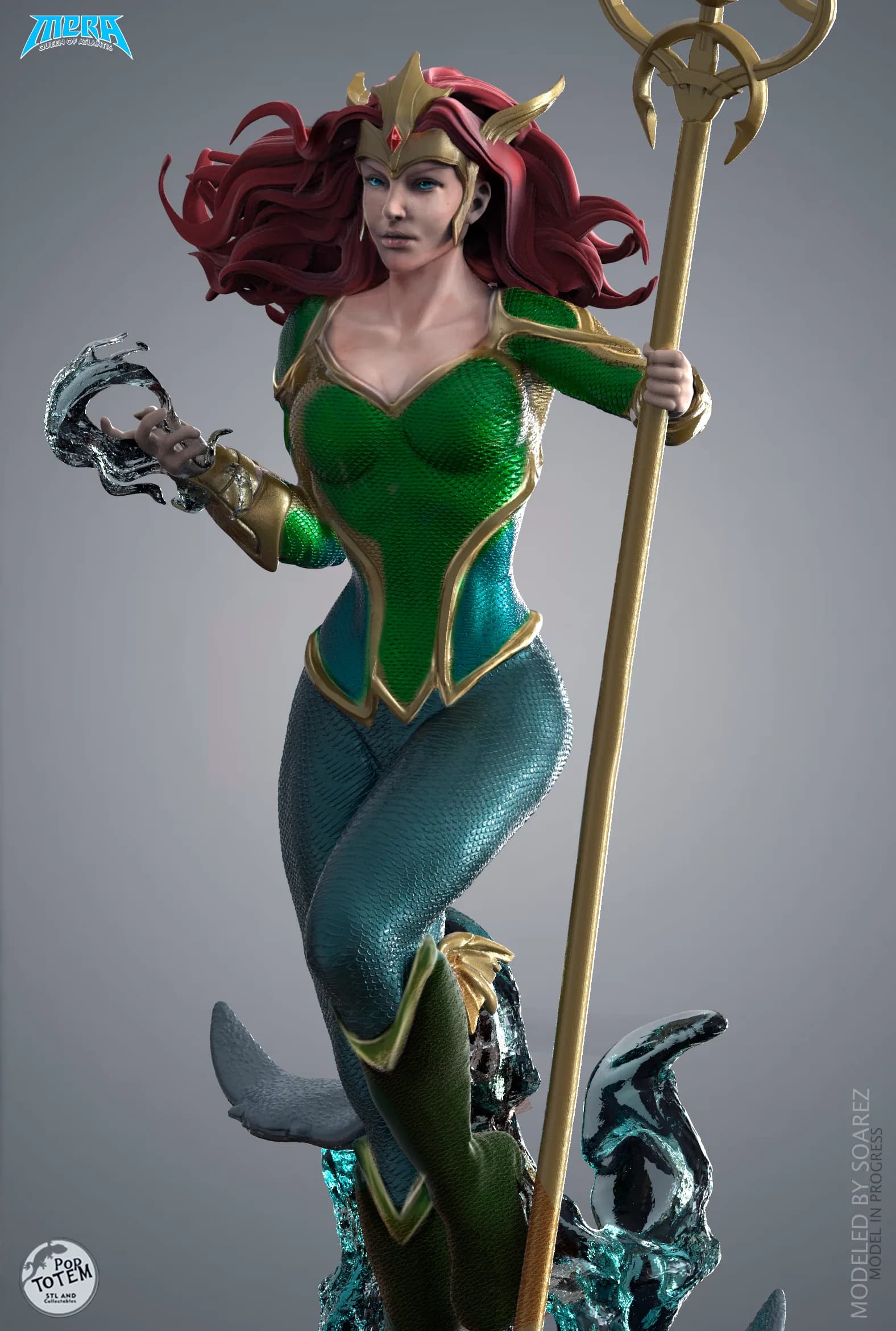 STL - Mera Reina de Atlantis 2 render 5