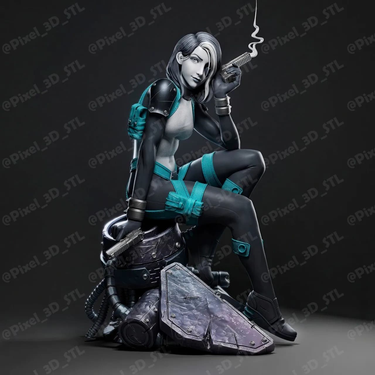 STL - Mercenaria futurista con arma