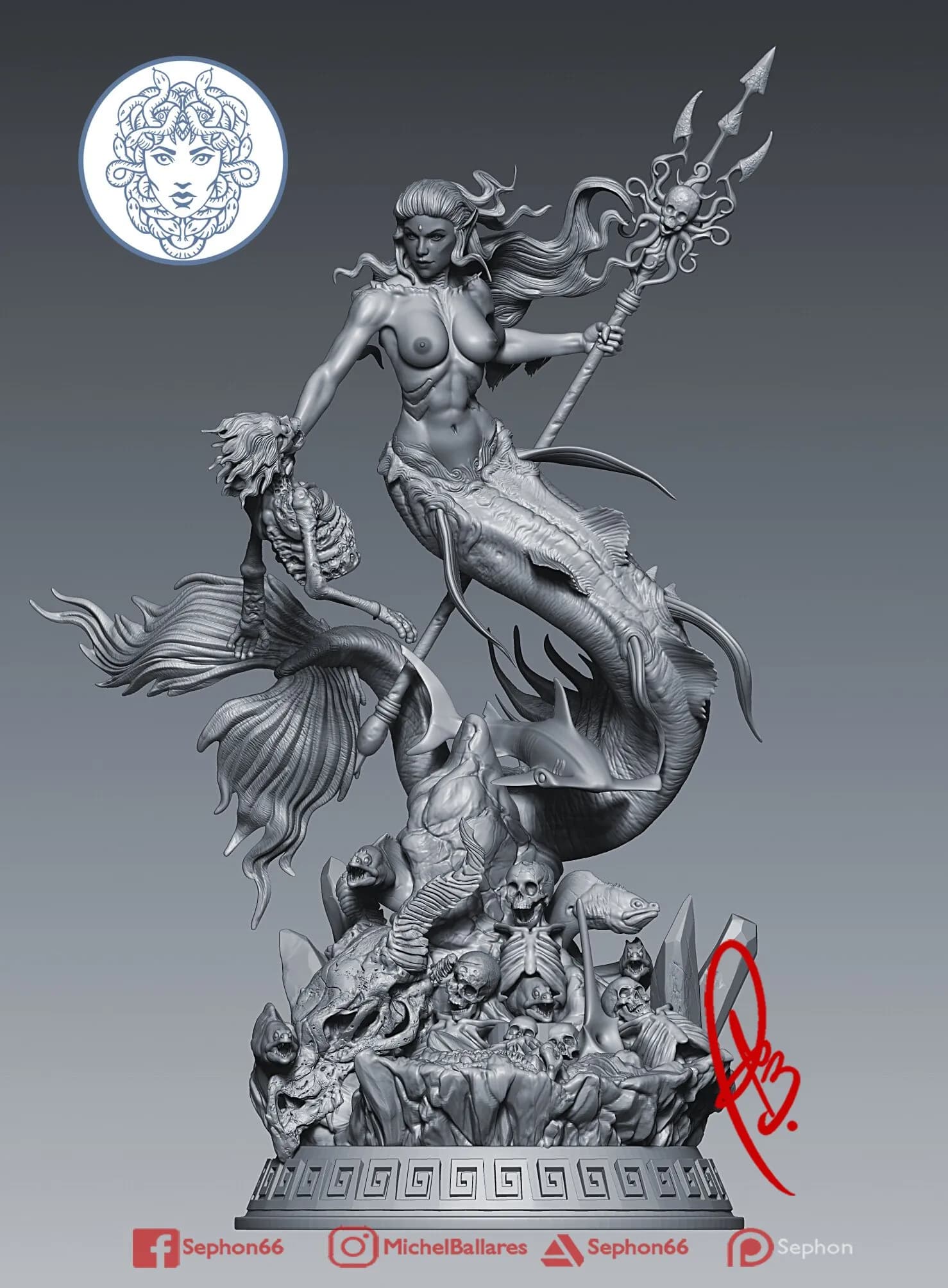STL - Meren Sirena Mitológica Oscura