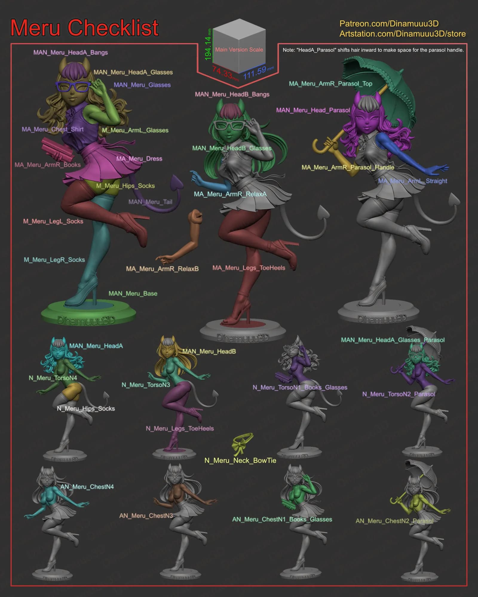 STL - Meru la súcubo estudiante render 3