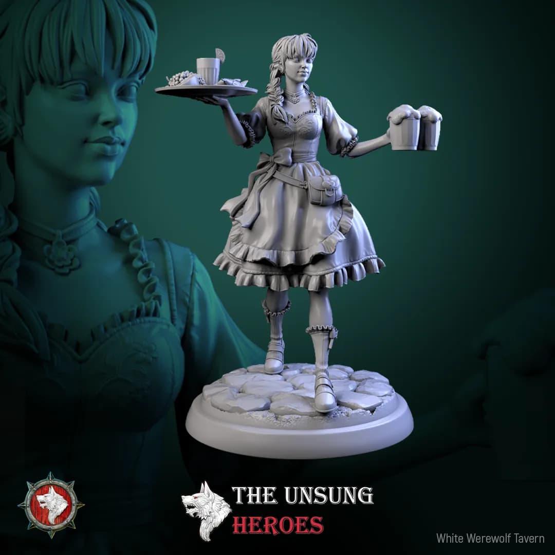 STL - Mesera de taberna de lobo blanco render 5