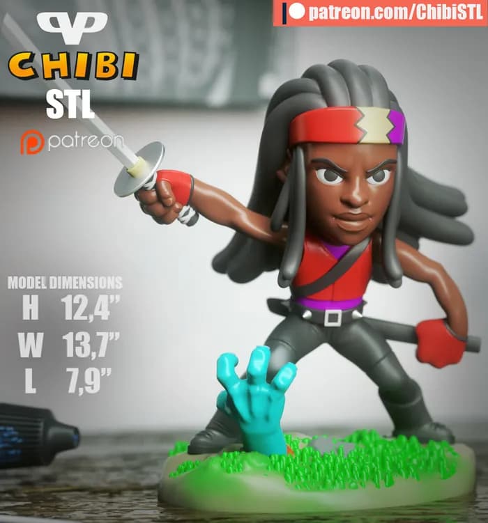 STL - michonne the walking dead chibi
