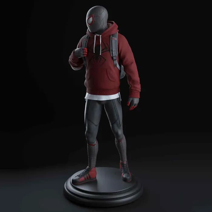STL - Miles Morales con gato en mochila render 3