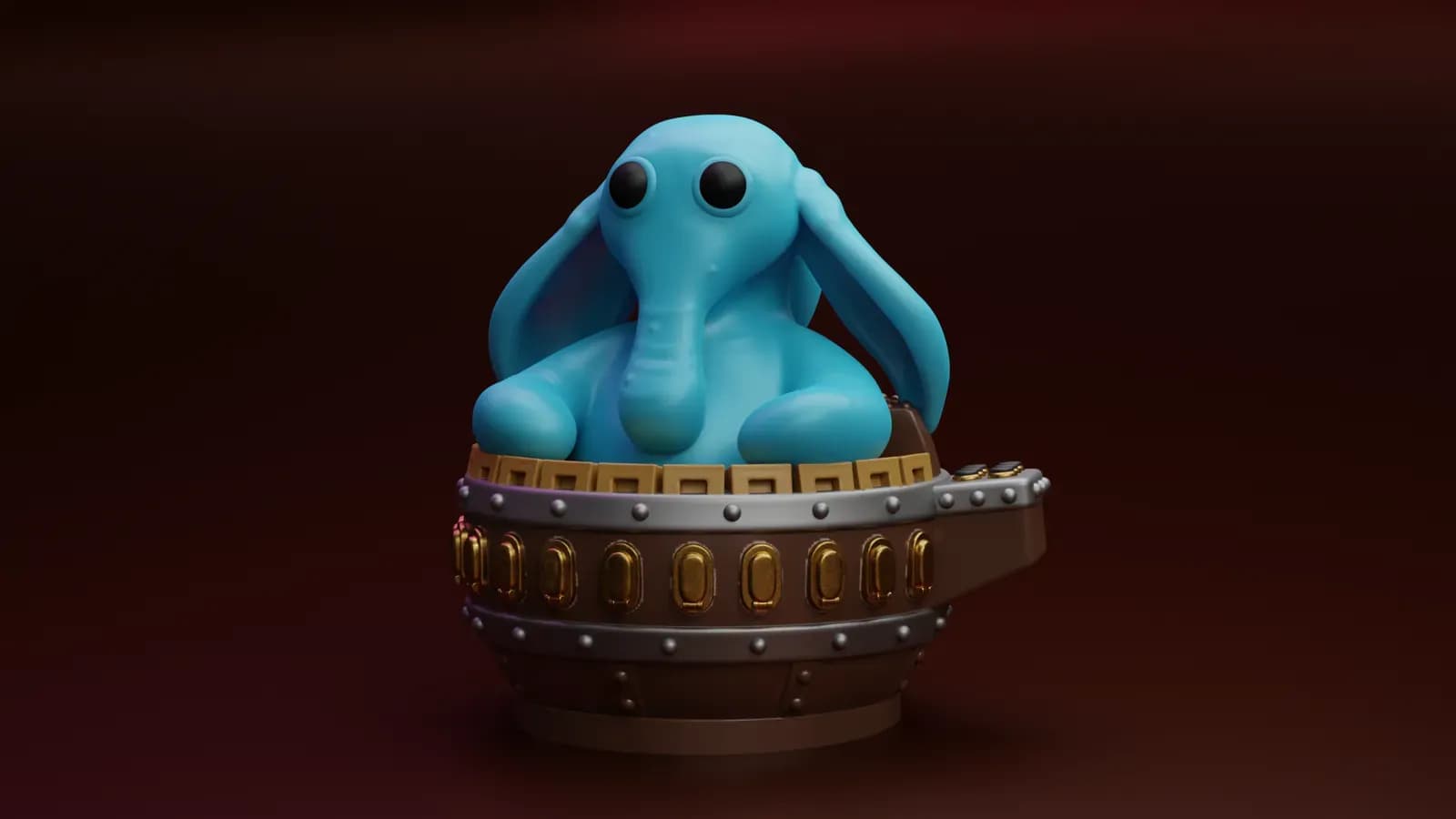 STL - Mini Elefante Azul en Barril