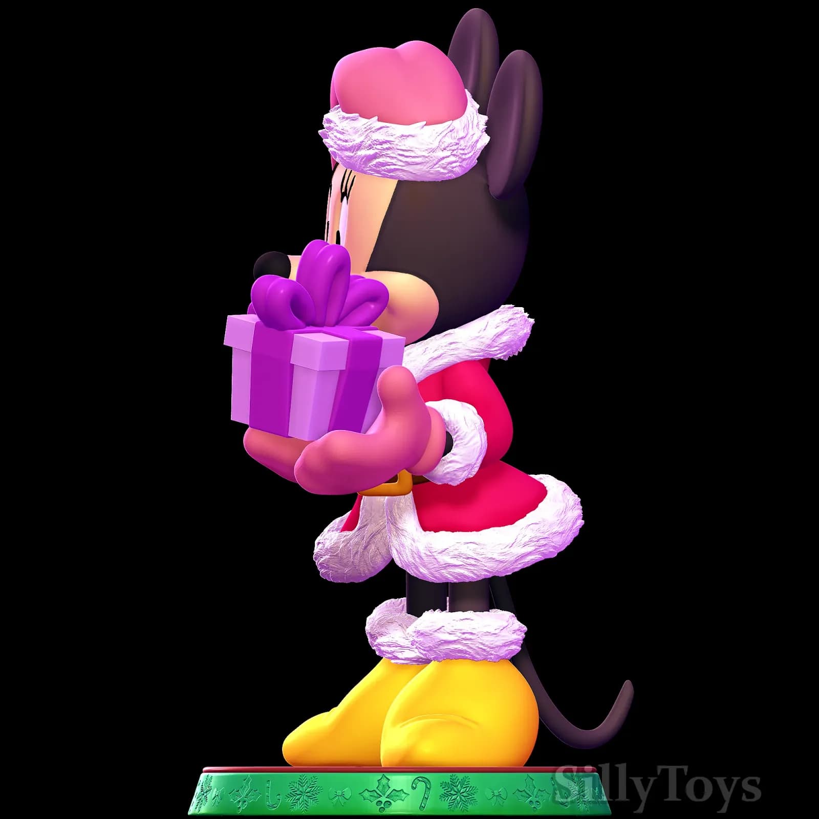 STL - Minnie Mouse Navideña con Regalo render 4