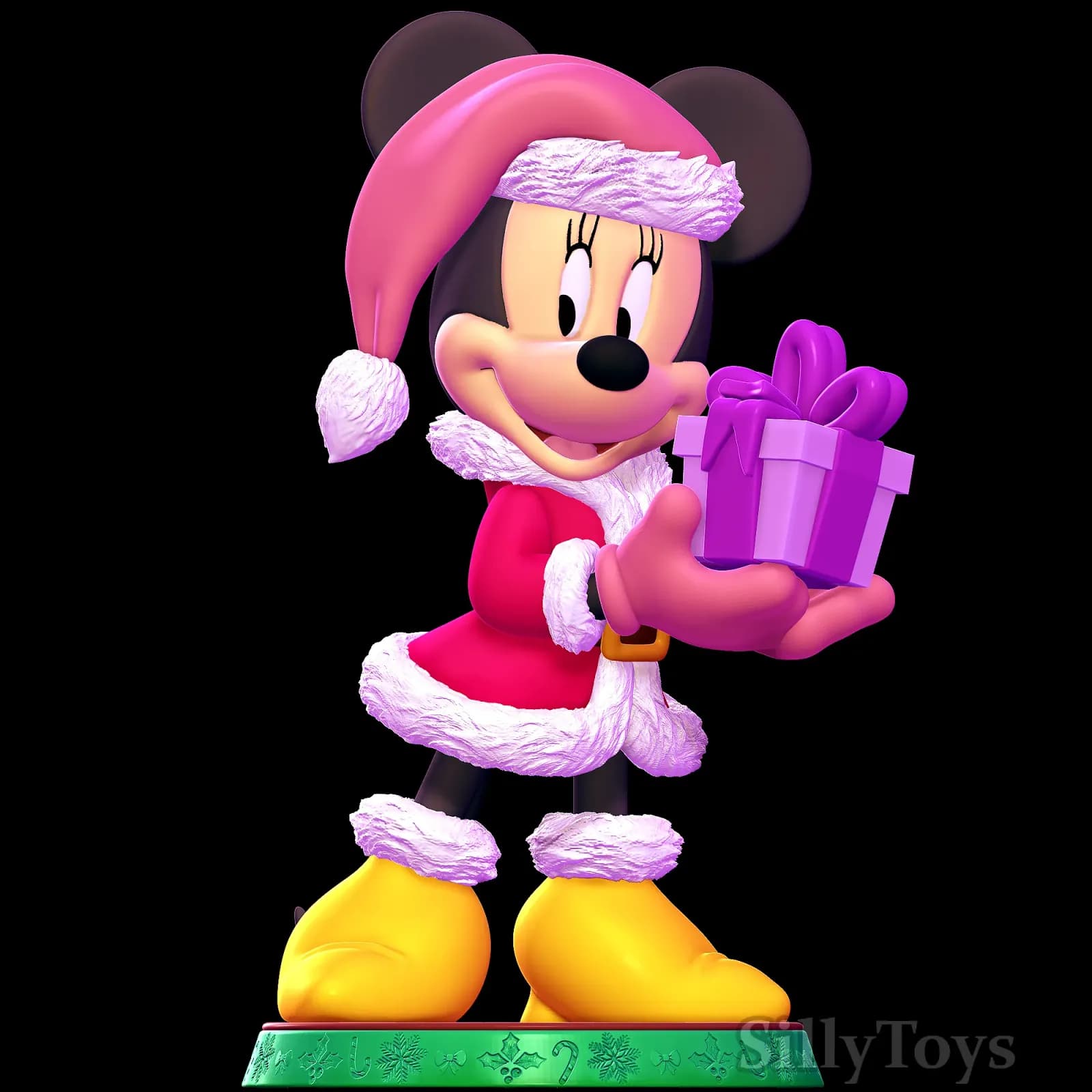 STL - Minnie Mouse Navideña con Regalo render 5